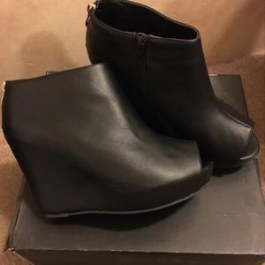 Black Size 10 Peep Toe Wedges